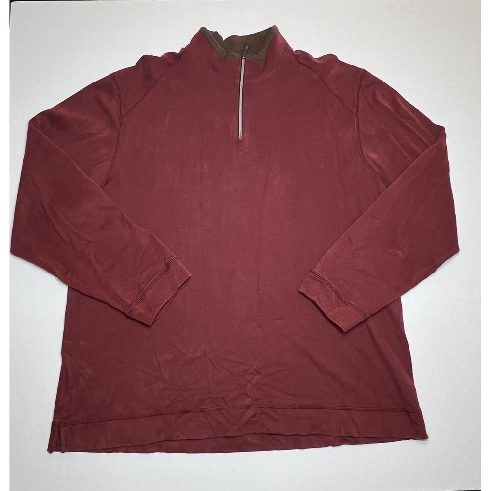 Tommy Bahama Sweater Mens Size Large Red Half Zip Pima Cotton Pullover